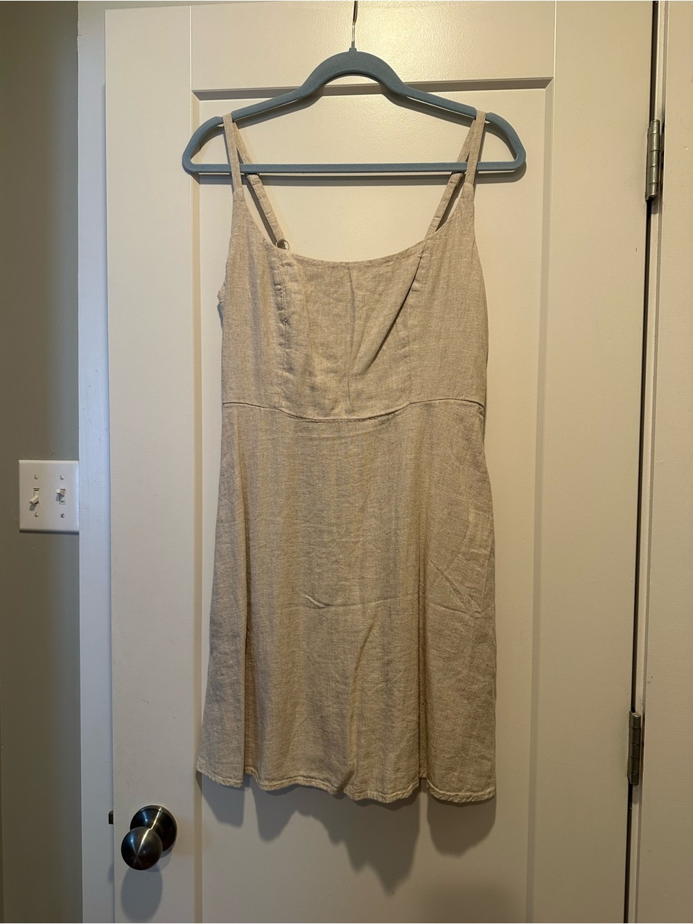 Fit and Flare Adjustable Strap Linen Dress with Pockets!